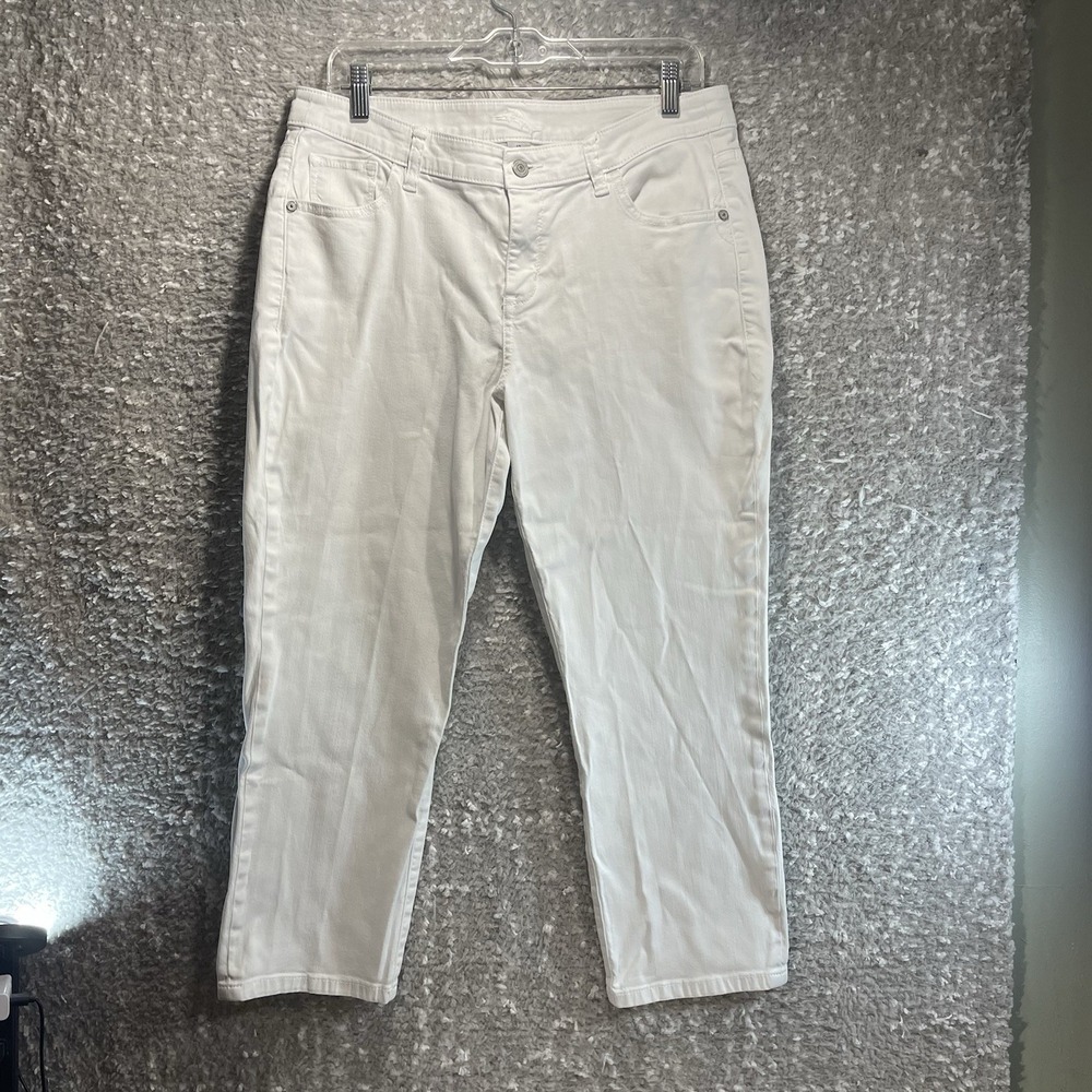 Tommy Bahama Women's Twill Crop Capri Denim Jeans Size 12 White 32X23 Vacation